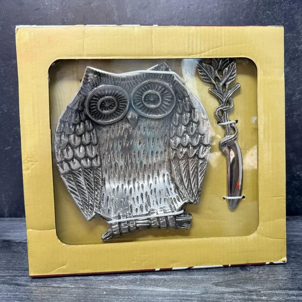 Unused‎ Biltmore Metal Owl Tidbit Server with Matching Spreader